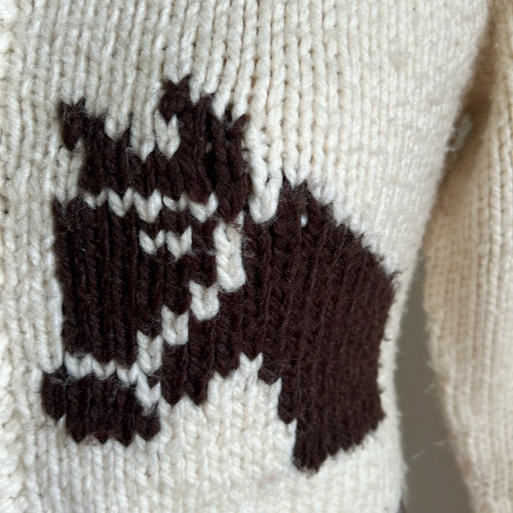 1950’s Vintage Handmade Cowichan Horse Sweater - Picture 10 of 17